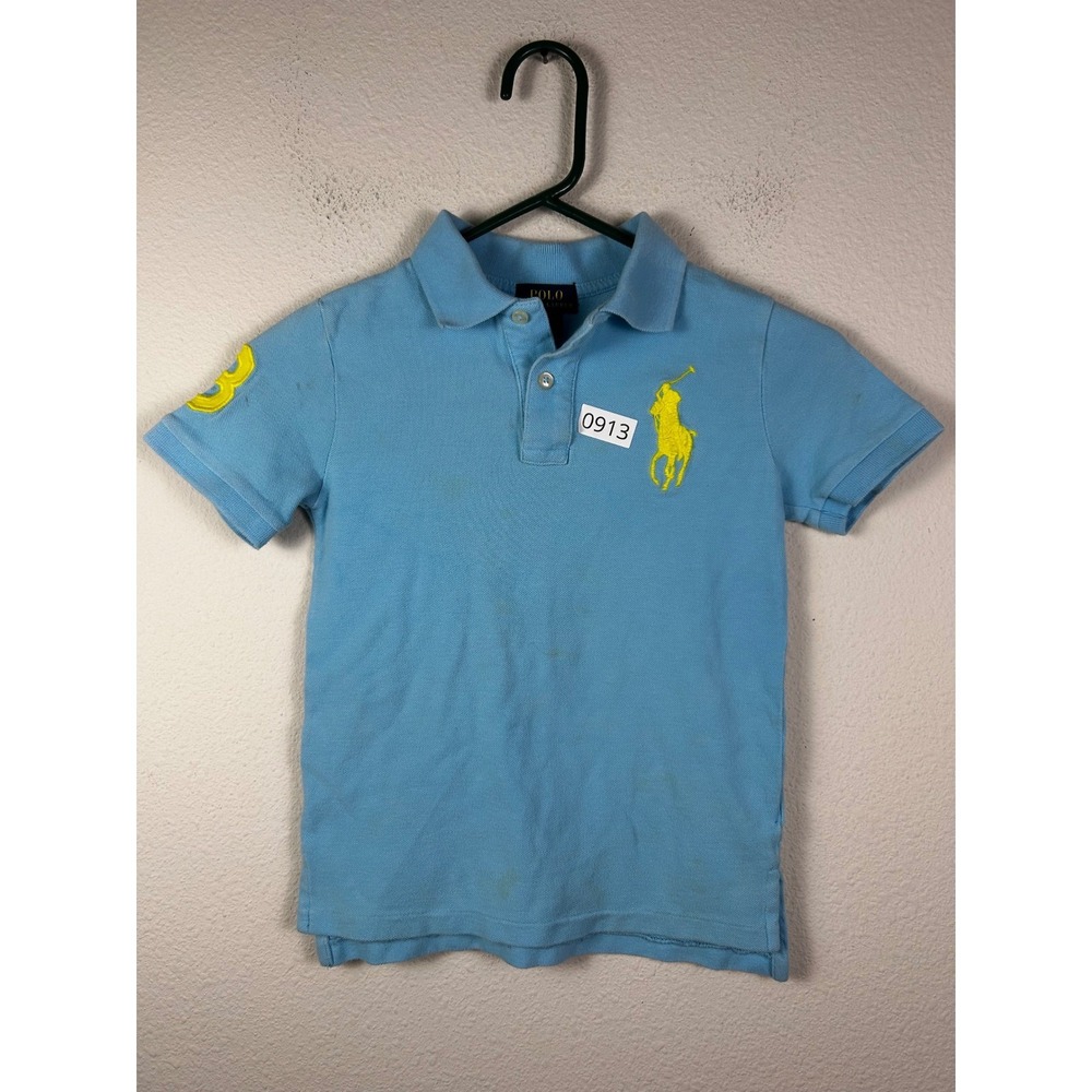 Polo Ralph Lauren Kids Blue Big Pony Short Sleeve Polo Shirt Size 7